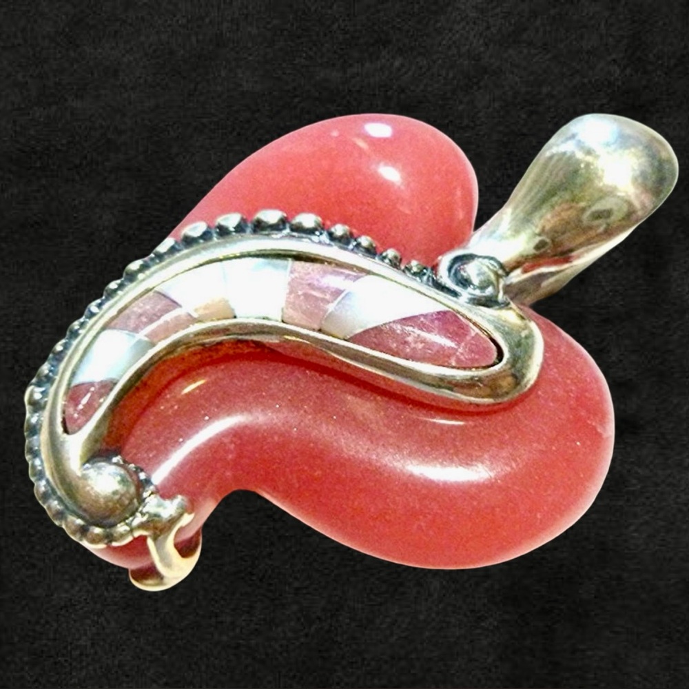 Carolyn Pollack Relios Sterling Silver Rhodonite & MOP Enhancer Pendant - Picture 3 of 6